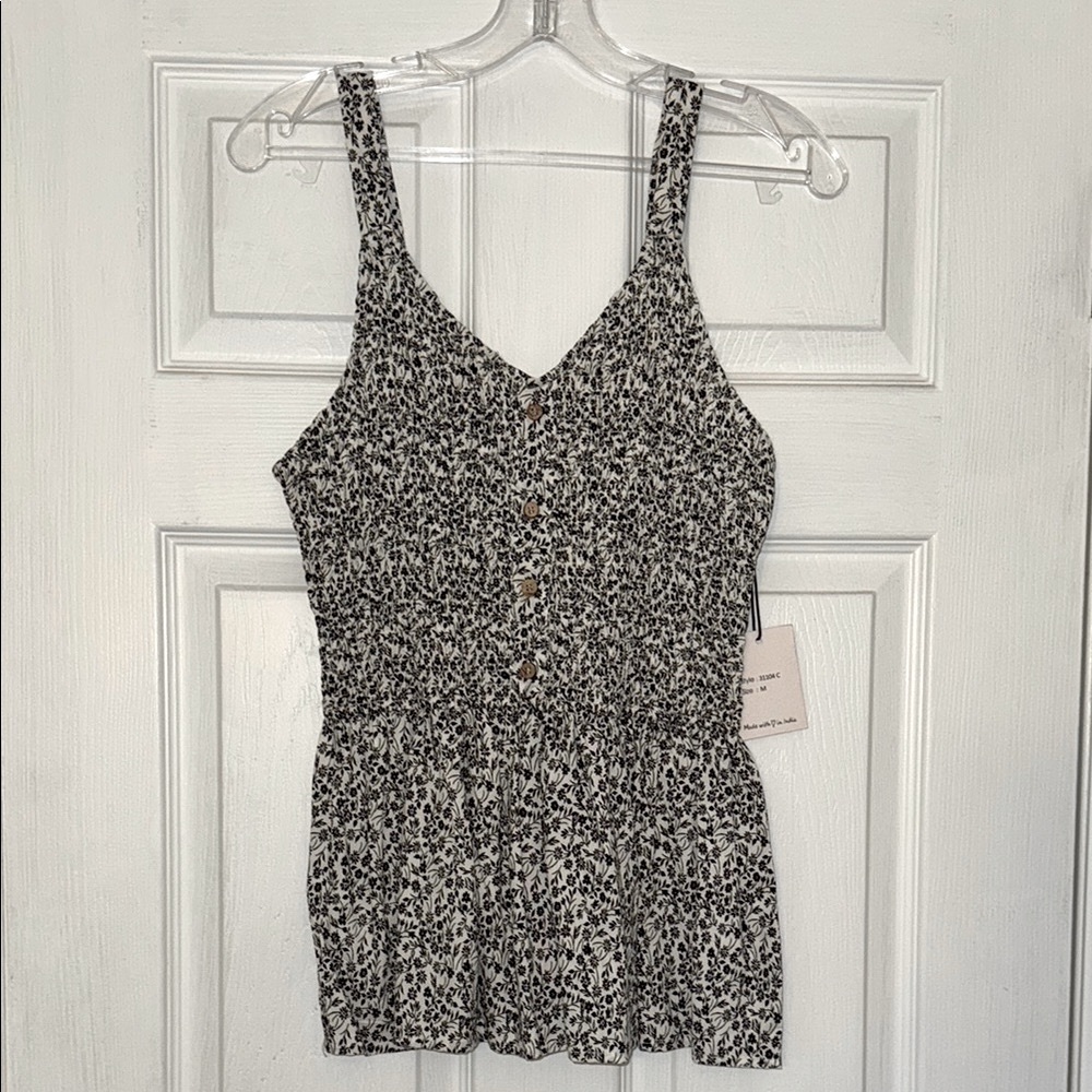 Floral Print Summer Rouched Tank Top